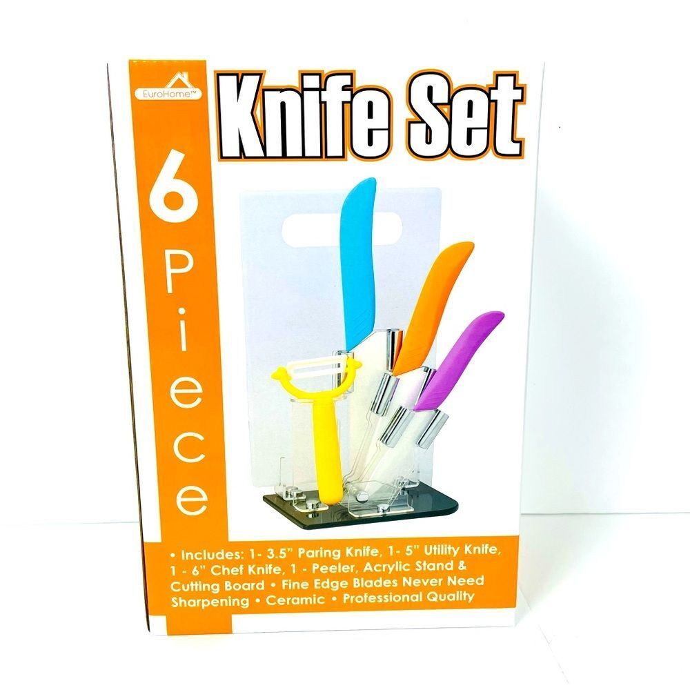 6 Piece Knife Set with Stand & Cutting Board